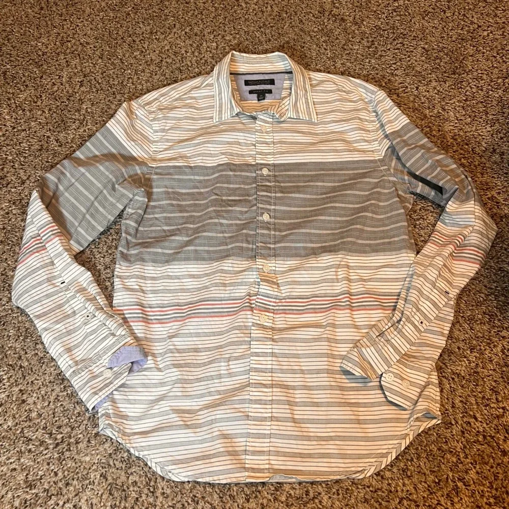 Banana Republic Custom O/B‎ Wash Shirt Men's Grant Fit Striped Medium